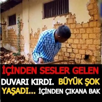 İçinden sesler gelen duvarı kırdı! Büyük şok yaşadı..
