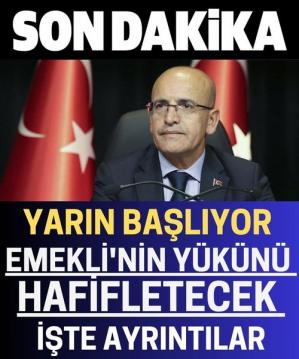 Emeklilere Müjde.Yarın Başlıyor.