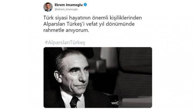 İmamoğlu’ndan Alparslan Türkeş paylaşımı